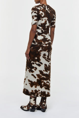 Ivory Cognac Multi Cashmere Maxi Skirt - Back View On Model | Gabriela Hearst
