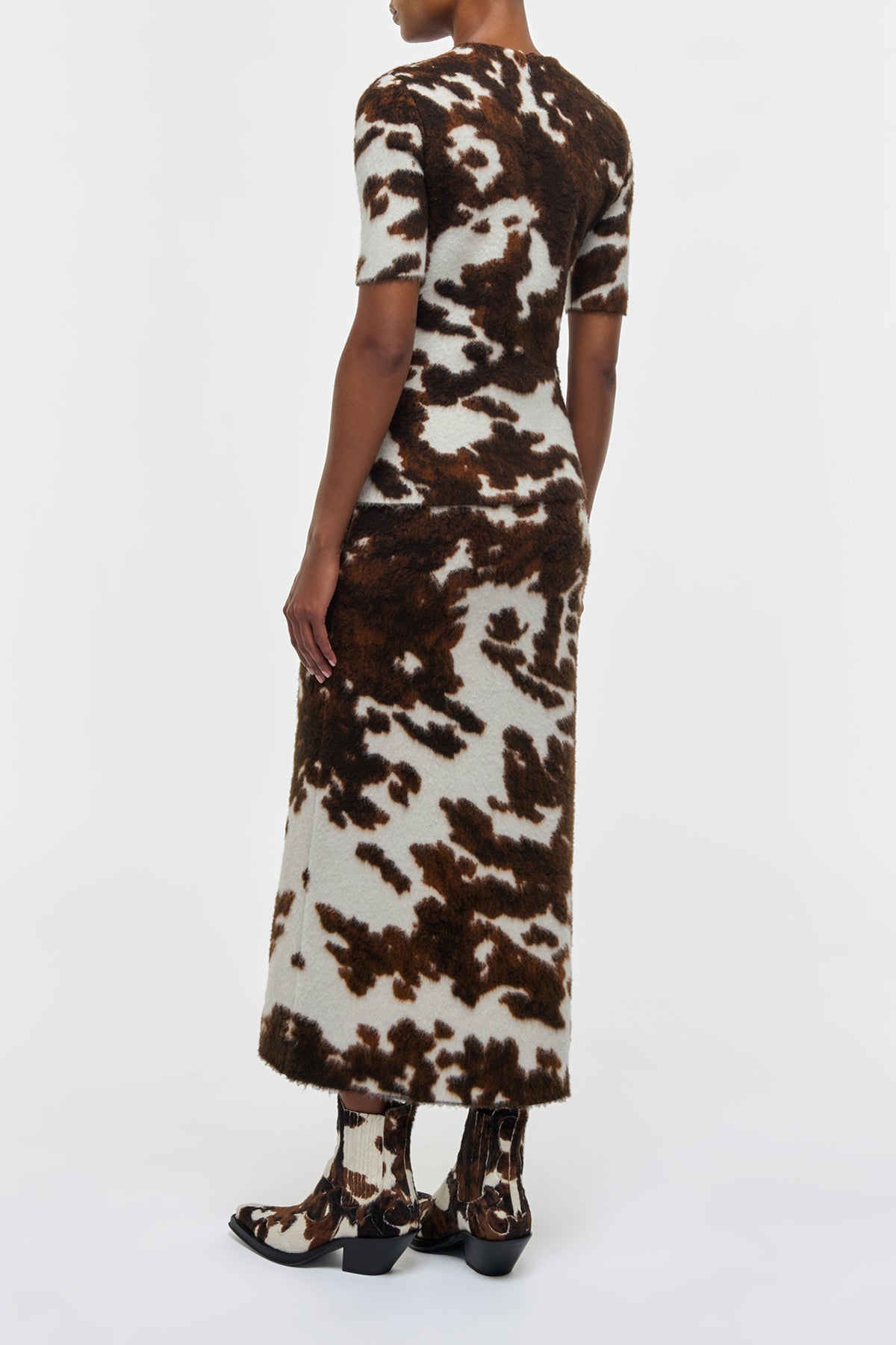 Phaedra Knit Maxi Skirt in Ivory Cognac Multi Cashmere