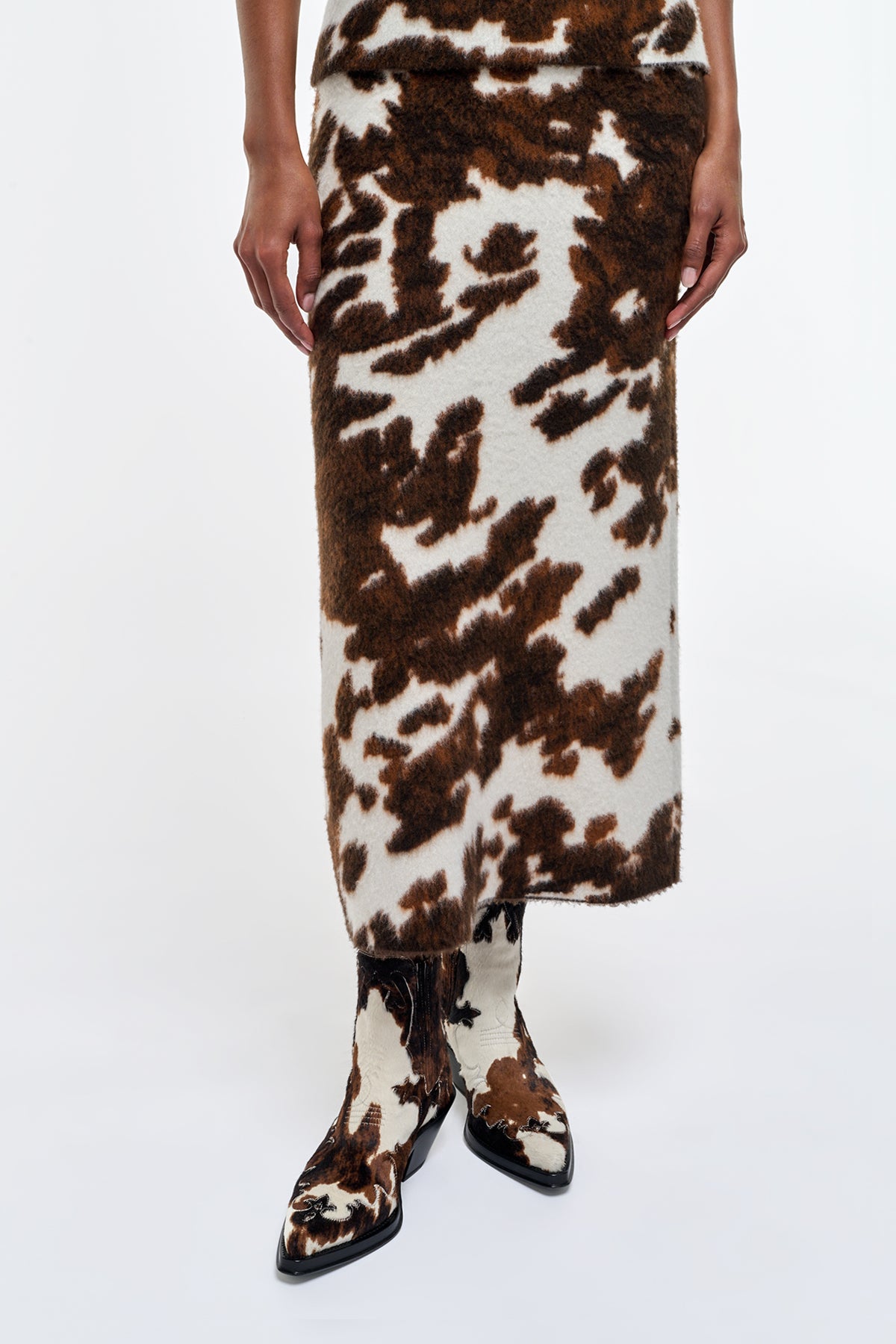 Phaedra Knit Maxi Skirt in Ivory Cognac Multi Cashmere