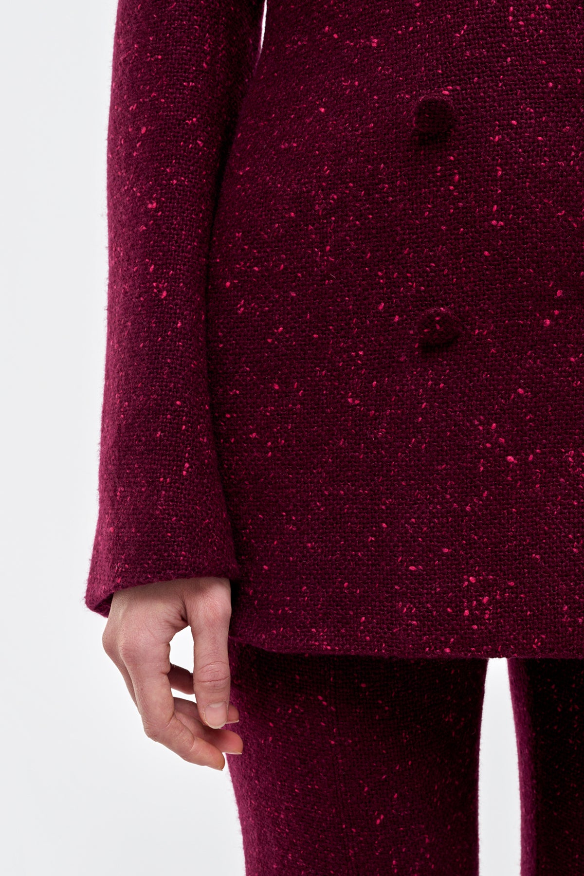 Elliot Knit Blazer in Bordeaux & Fuchsia Speckled Cashmere