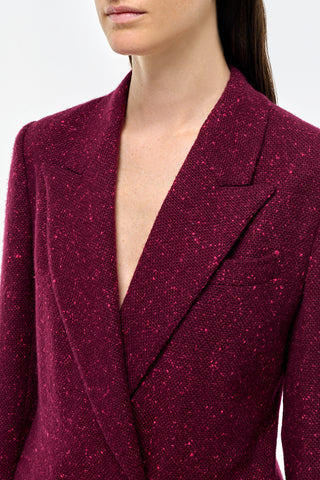 Bordeaux Speckled Cashmere Elliot Blazer - Lapel Detail | Gabriela Hearst