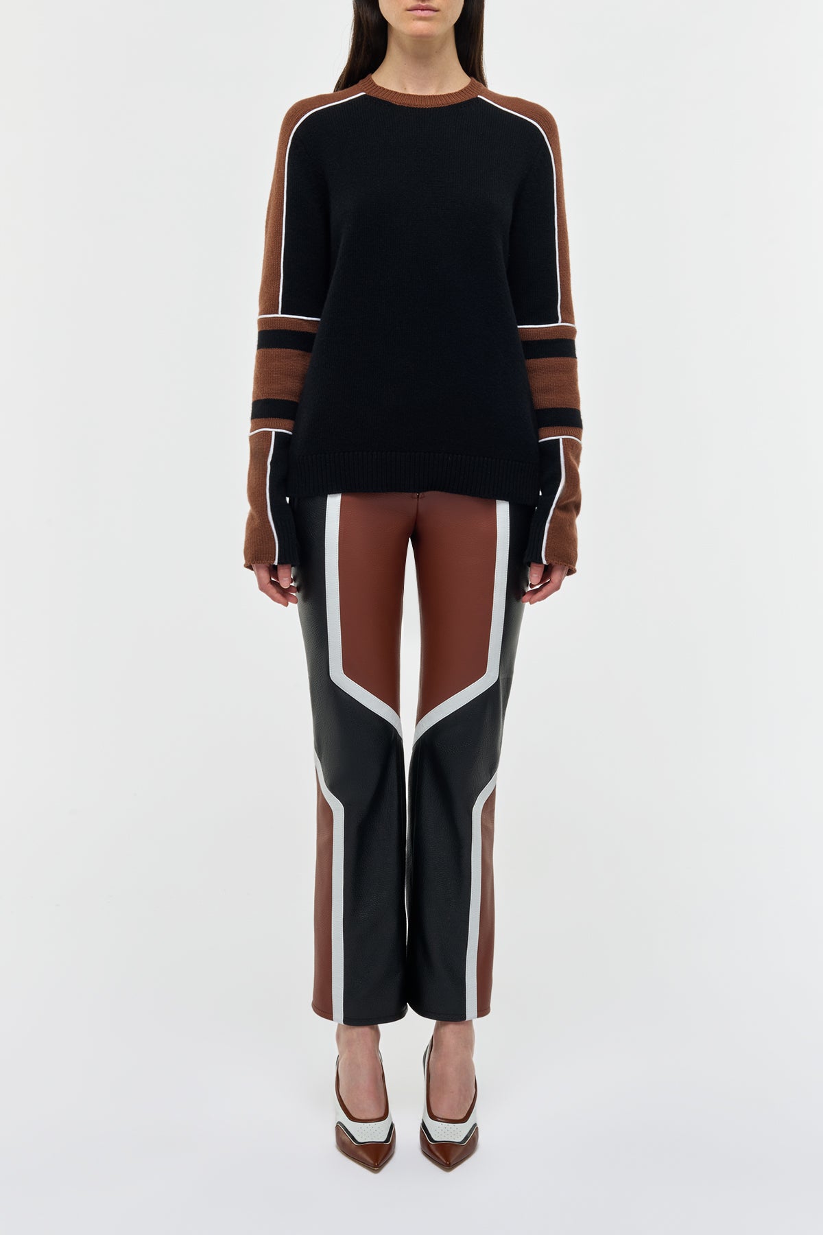 Navarre Moto Pant in Cognac & Black Textured Leather