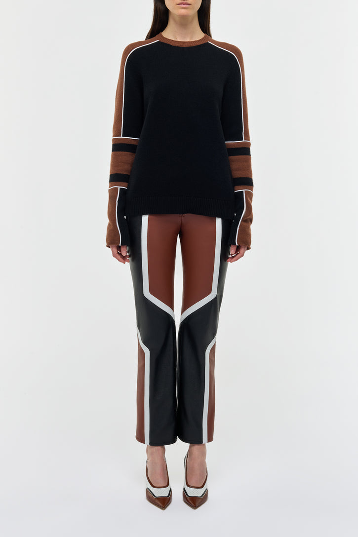 Navarre Moto Pant in Cognac & Black Textured Leather