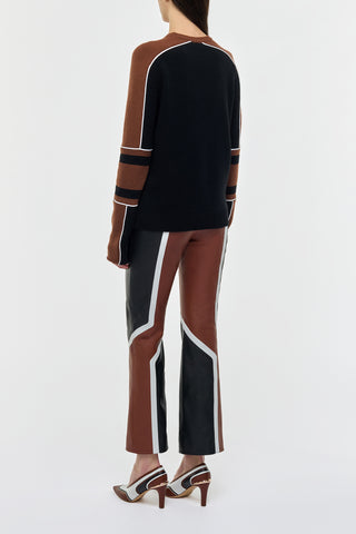 Black Cognac Cashmere Moto Sweater - Back View Complete Look | Gabriela Hearst