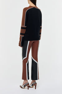 Navarre Moto Pant in Cognac & Black Textured Leather