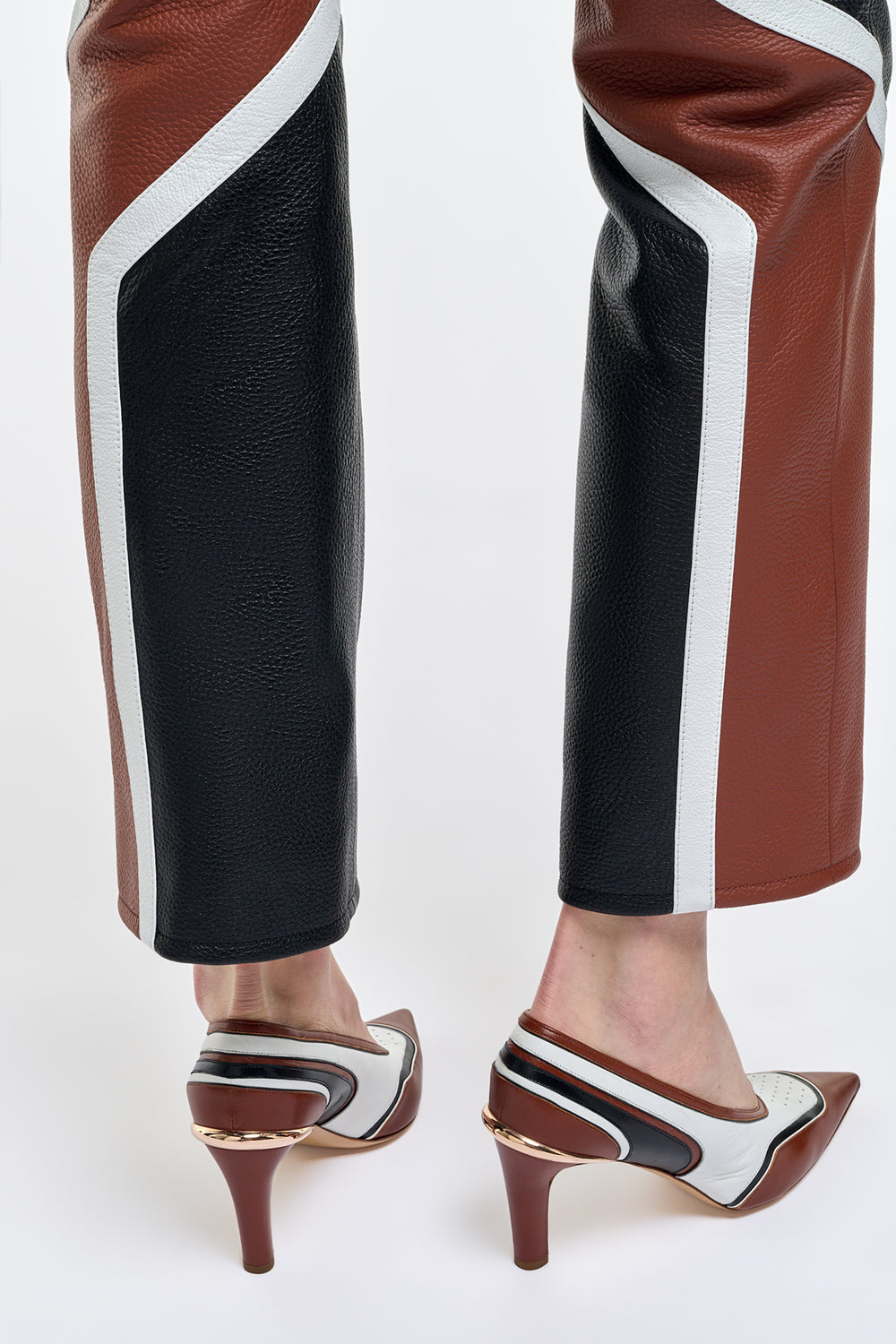 Navarre Moto Pant in Cognac & Black Textured Leather