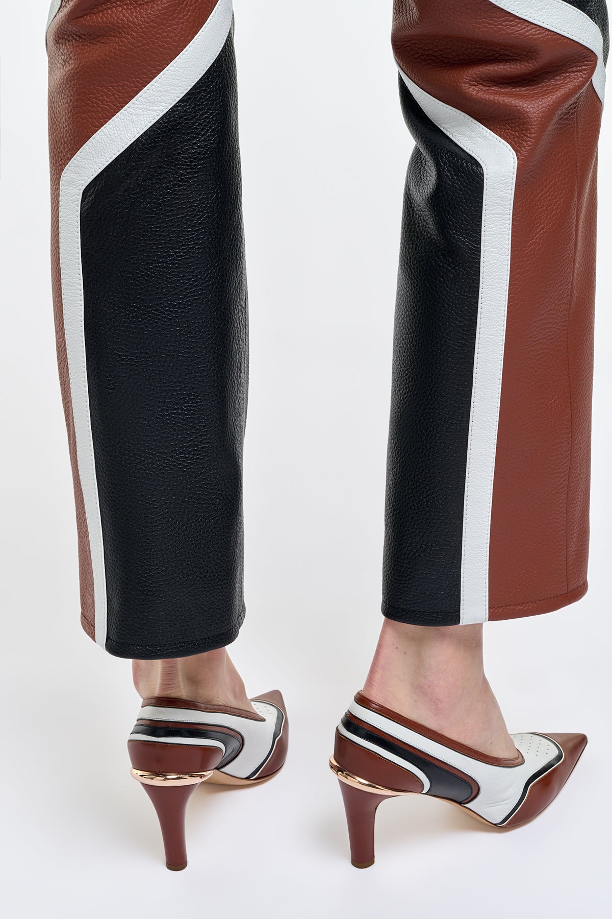 Navarre Moto Pant in Cognac & Black Textured Leather