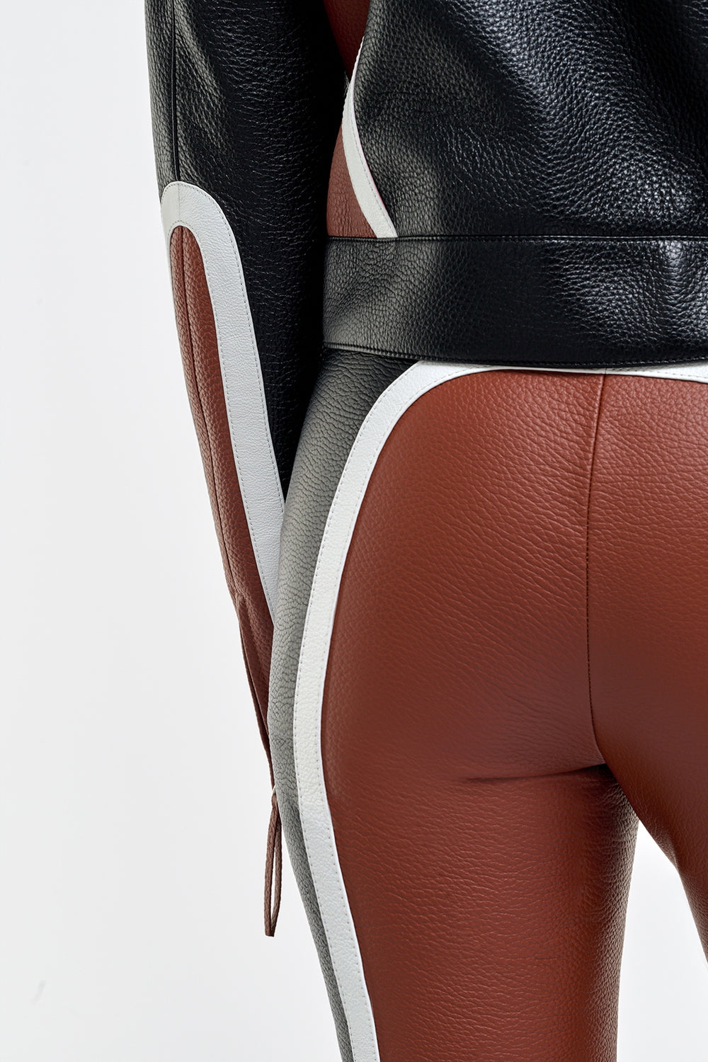 Navarre Moto Pant in Cognac & Black Textured Leather