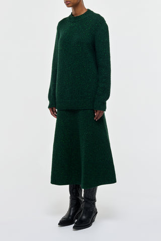 Green Speckled Cashmere Alfie Sweater - Three Quarter Front View | Gabriela Hearst