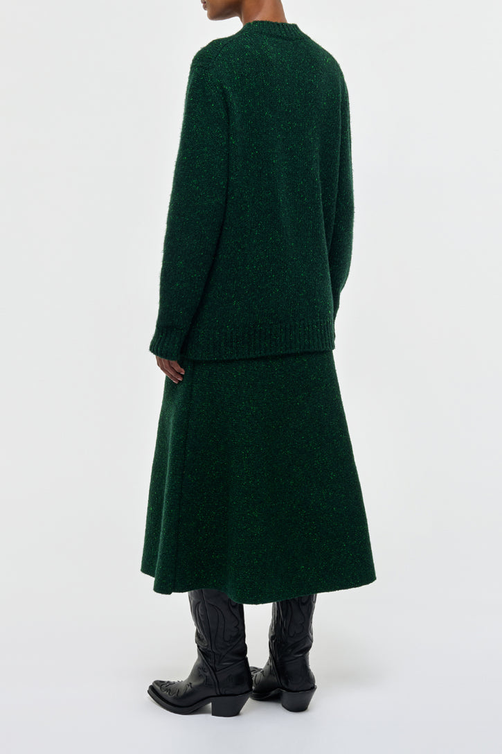 Eden Knit Skirt in English Green Speckled Cashmere