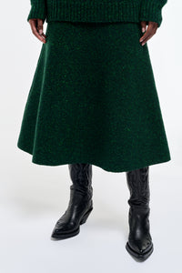 Eden Knit Skirt in English Green Speckled Cashmere