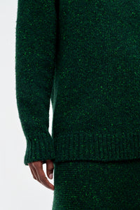 Alfie Knit Sweater in English Green Speckled Aran Cashmere