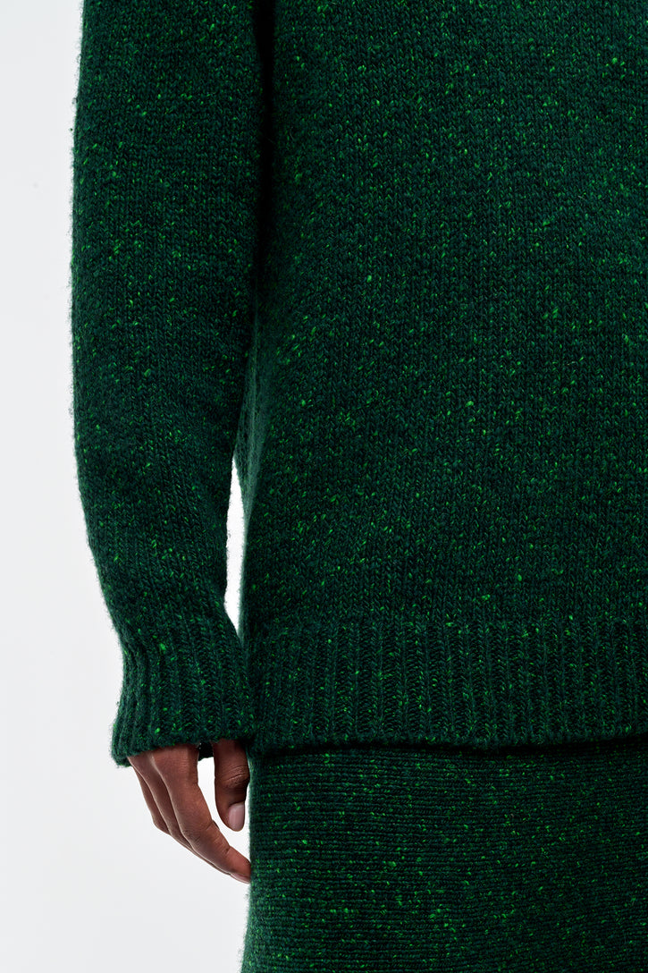 Alfie Knit Sweater in English Green Speckled Cashmere
