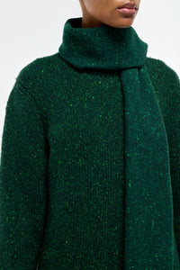 Illumina Fringe Scarf in English Green Speckled Cashmere
