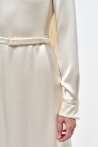 Rouge Fringe Scarf Dress in Ivory Silk