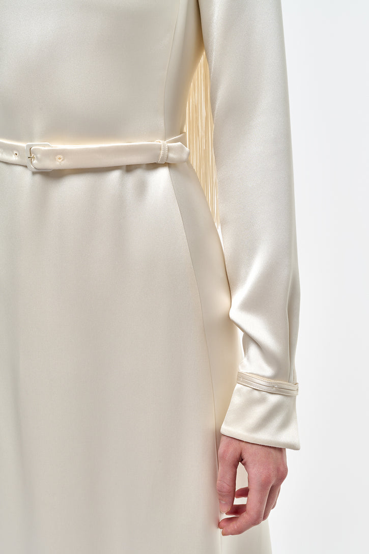 Rouge Fringe Scarf Dress in Ivory Silk