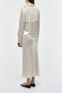 Frei Maxi Skirt in Ivory Silk Satin