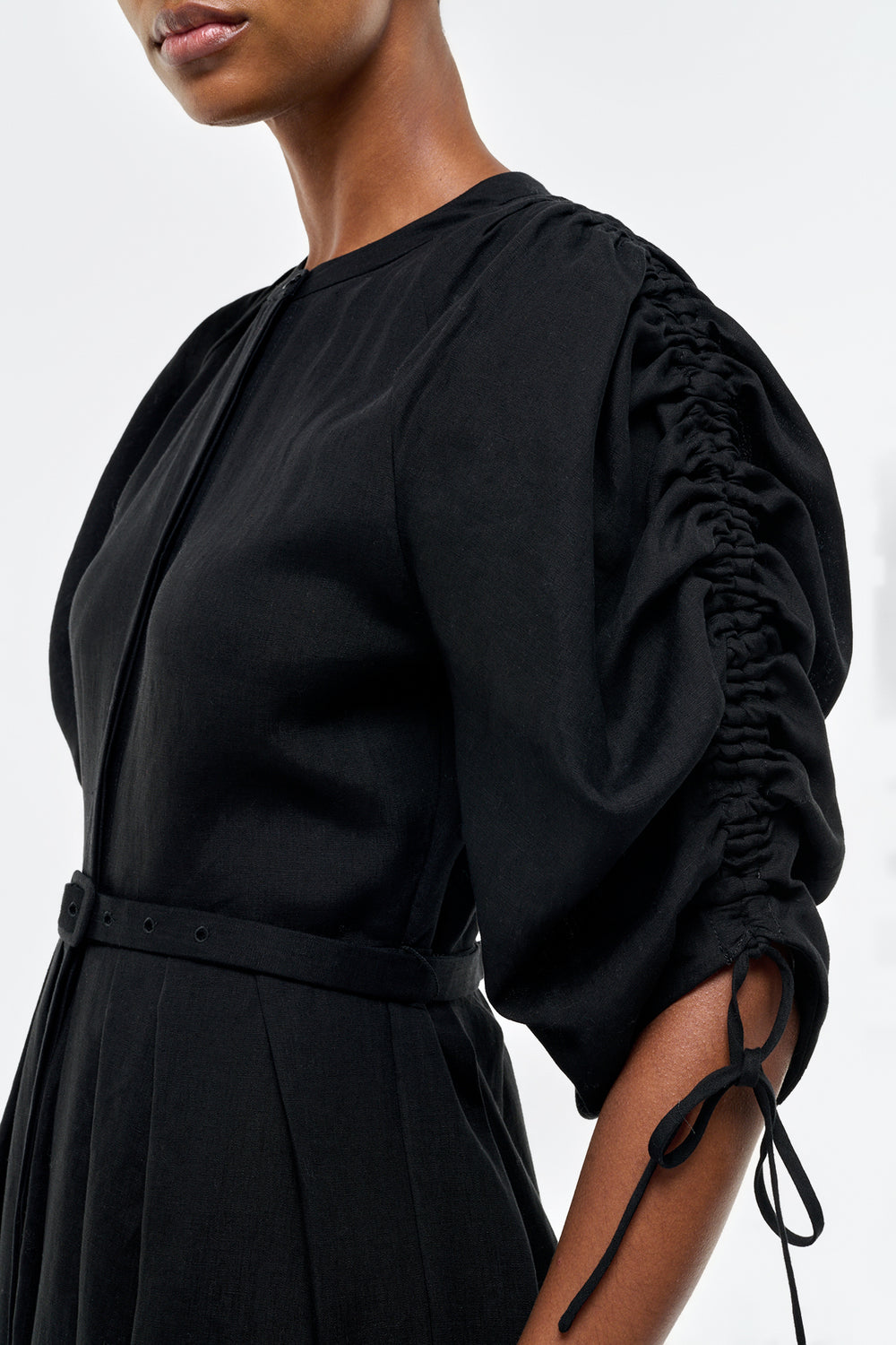 Linnea Dress in Black Aloe Linen