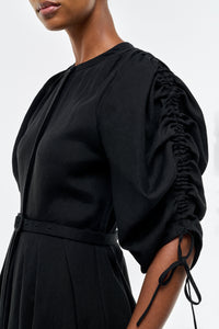 Linnea Dress in Black Aloe Linen