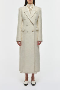 Julien Coat in Ivory Recycled Wool Silk Cashmere