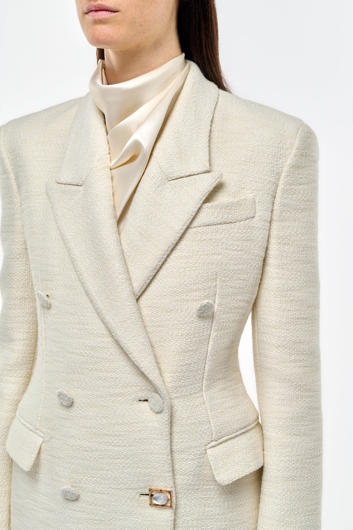 Julien Coat in Ivory Recycled Wool Silk Cashmere