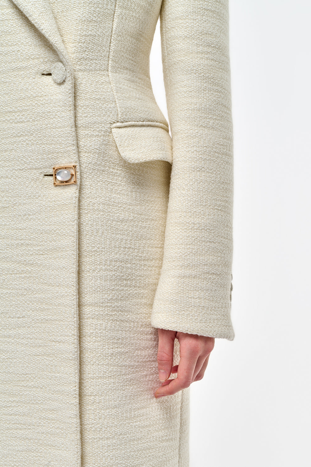 Julien Coat in Ivory Recycled Wool Silk Cashmere