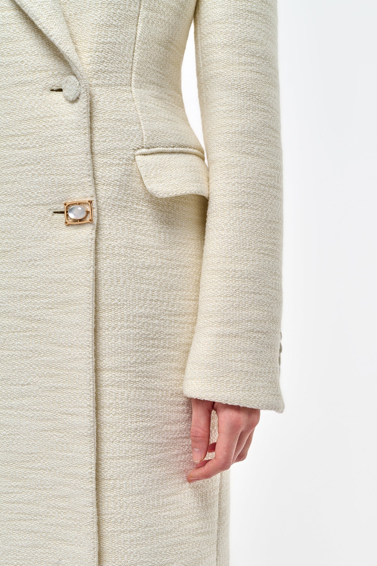 Julien Coat in Ivory Recycled Wool Silk Cashmere