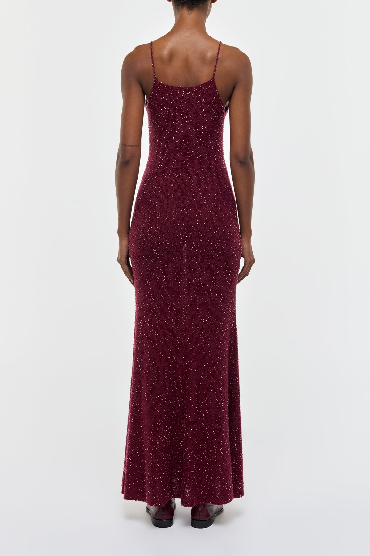 Florian Knit Dress in Bordeaux Fuchsia Beaded Cashmere Silk