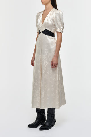 Ivory Embroidered Silk Maxi Dress - Side Profile View | Gabriela Hearst
