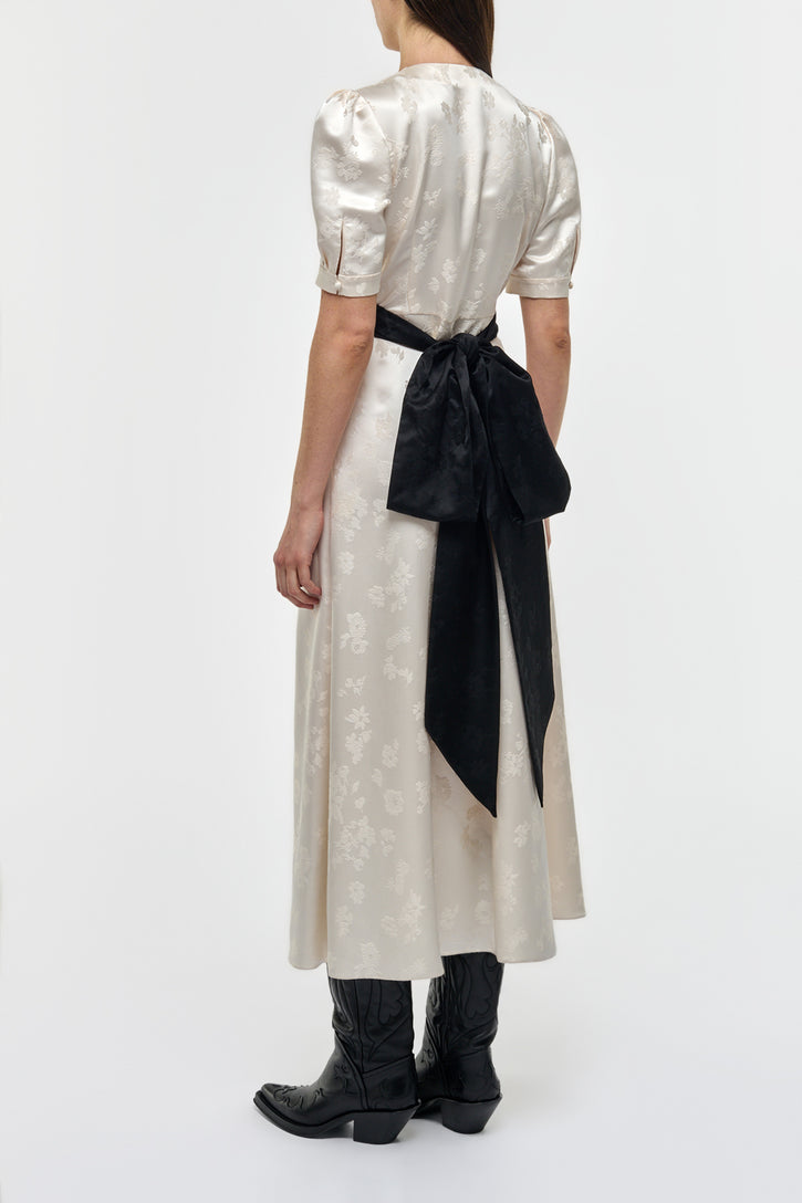 Larkin Dress in Ivory & Black Silk