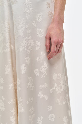 Ivory Silk Fabric with Abstract Leaf Embroidery - Textile Detail | Gabriela Hearst