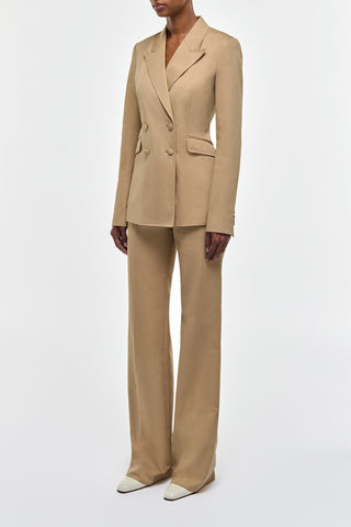 Camel Cotton Tailored Suit - Side View on Model | Gabriela Hearst