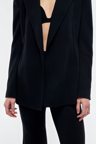 Black Cashmere Jersey Mairi Blazer - Front Close-up View | Gabriela Hearst