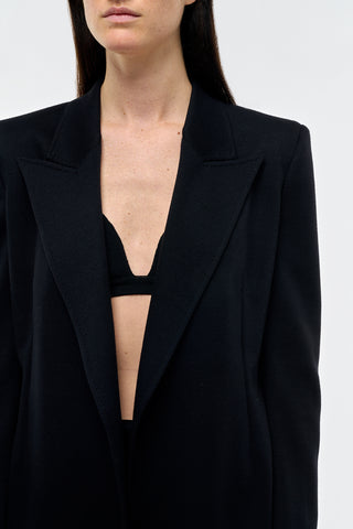 Black Cashmere Jersey Mairi Blazer - Close-up Lapel Detail | Gabriela Hearst