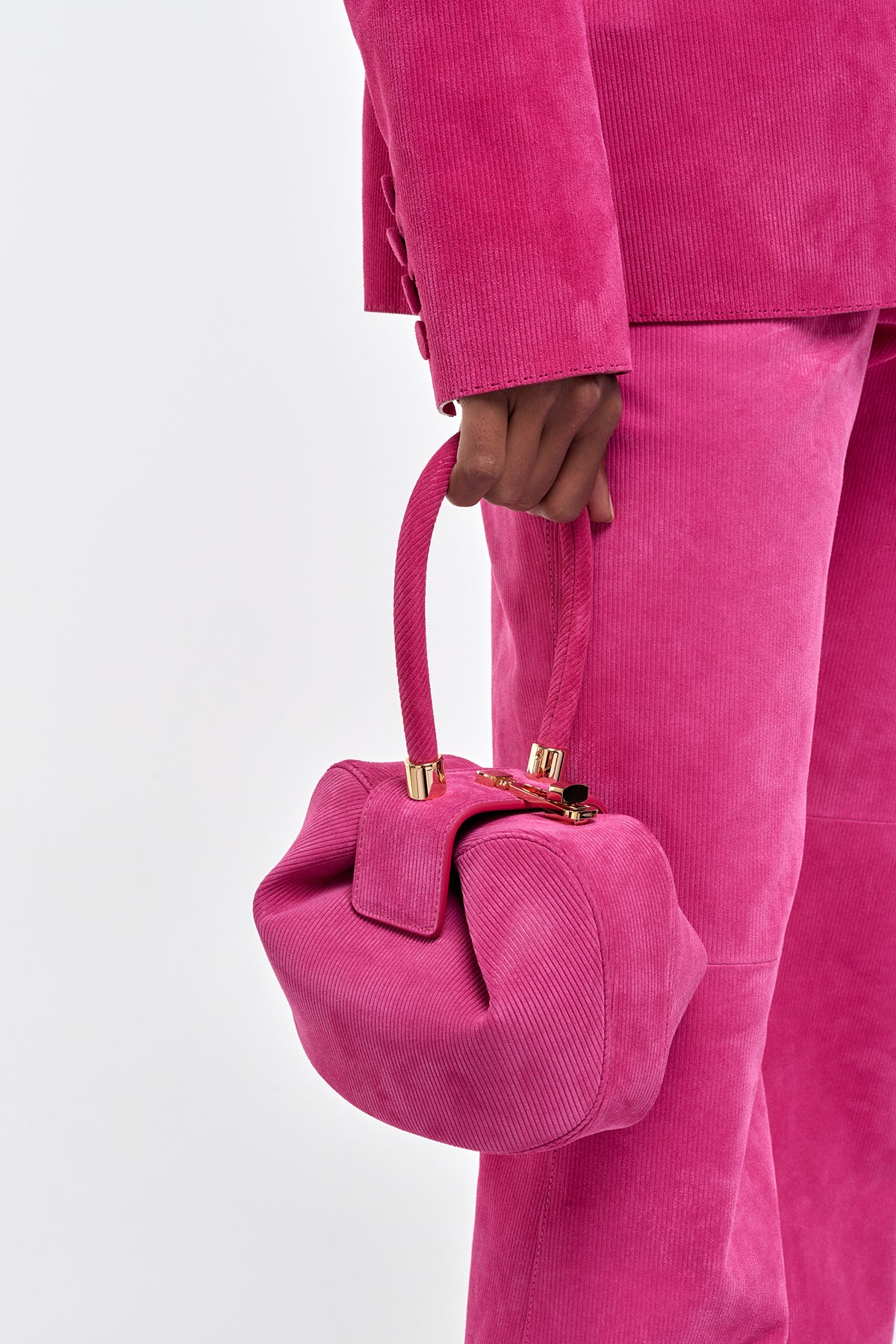 Demi Bag in Fuchsia Suede Corduroy