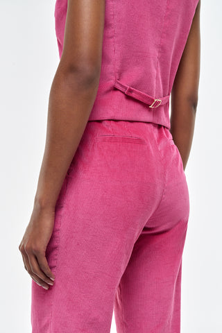 Fuchsia Corduroy Suit - Close-Up Belt Detail And Waistband | Gabriela Hearst