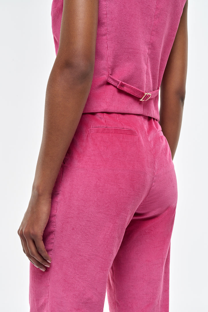 Vesta Pant in Fuchsia Sea Island Cotton Corduroy