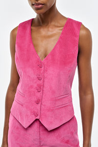Coleridge Vest in Fuchsia Sea Island Cotton Corduroy
