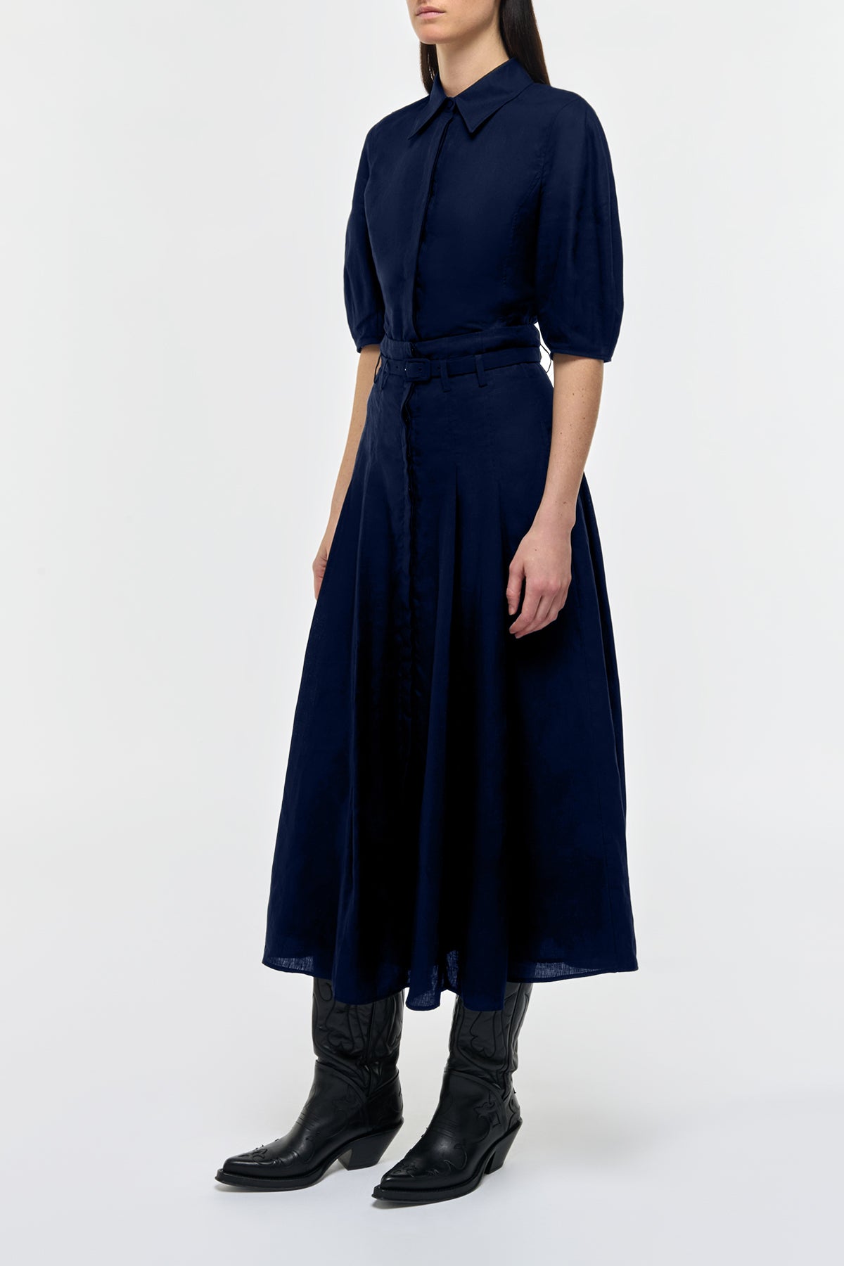 Sansi Top in Electric Navy Aloe Linen