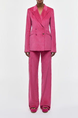 Fuchsia Angela Blazer Designer Suit - Full Front On Model | Gabriela Hearst