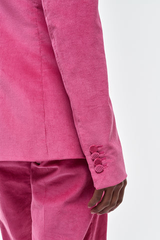Fuchsia Corduroy Angela Blazer - Sleeve Detail Close Up | Gabriela Hearst