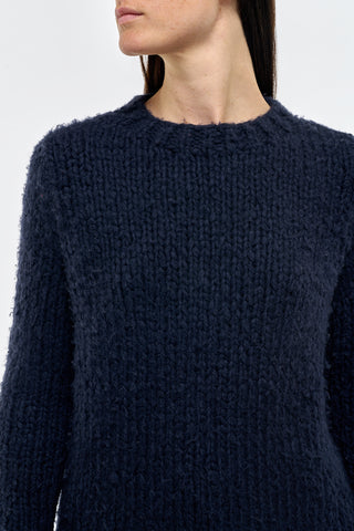 Dark Navy Cashmere Lawrence Sweater - Knit Texture Detail Close-Up | Gabriela Hearst