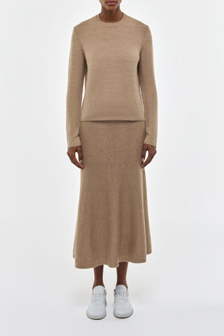 Manni Knit Maxi Skirt in Camel Cashmere