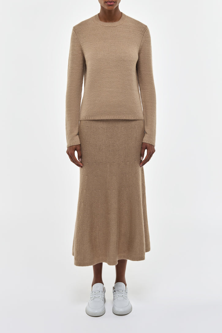 アイボリーカシミアのタイタスニットセーター