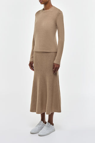 Camel Cashmere Knit Sweater - On Model Side Profile | Gabriela Hearst