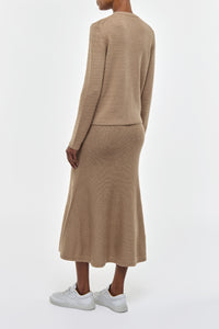 Manni Knit Maxi Skirt in Camel Cashmere