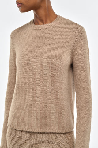 Camel Cashmere Titus Sweater - On Model Upper Body Detail | Gabriela Hearst