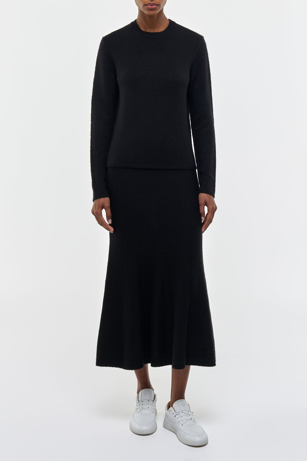 マンニ ニット マキシスカート ブラック カシミア