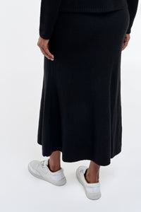 Manni Knit Maxi Skirt in Black Cashmere