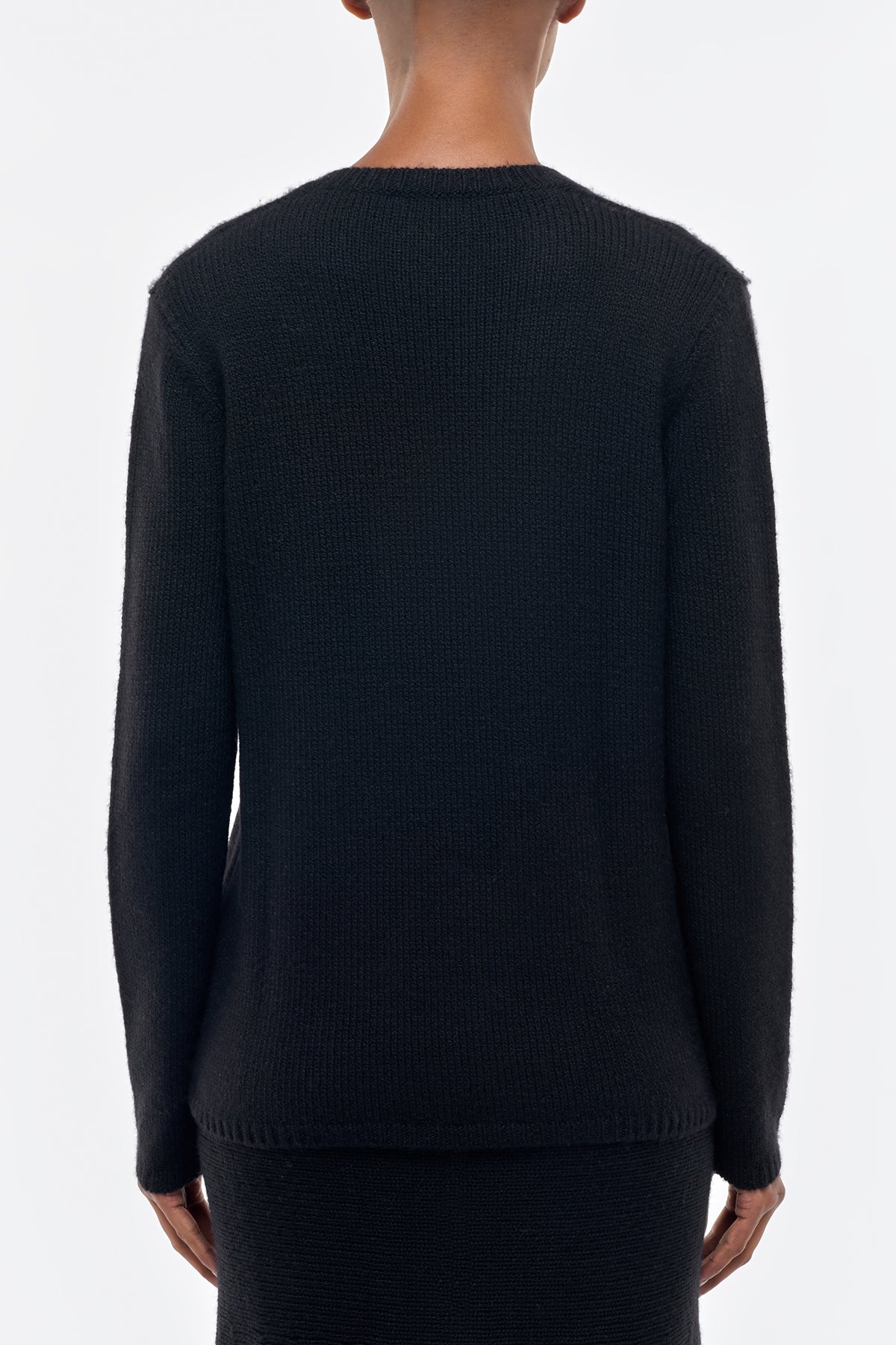 Vesper Knit V-Neck Sweater in Black Cashmere